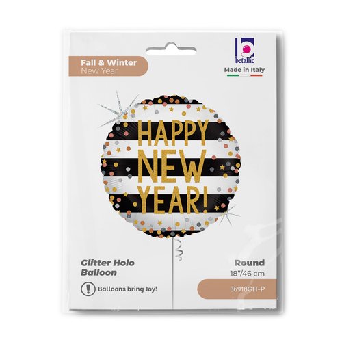 Round 18" New Year Confetti Glitter Holographic - Single Pack - Grabo Foil