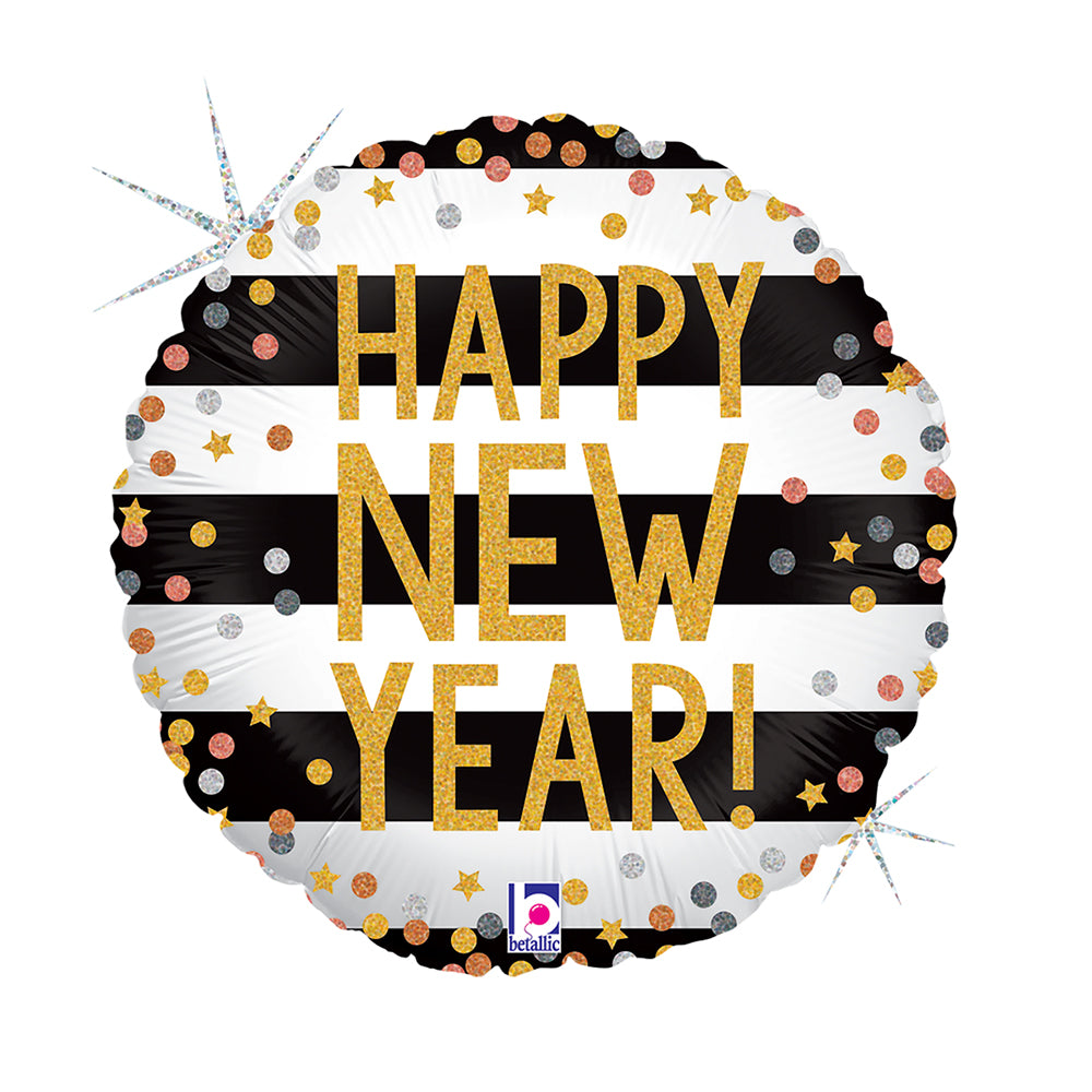 Round 18" New Year Confetti Glitter Holographic - Single Pack - Grabo Foil