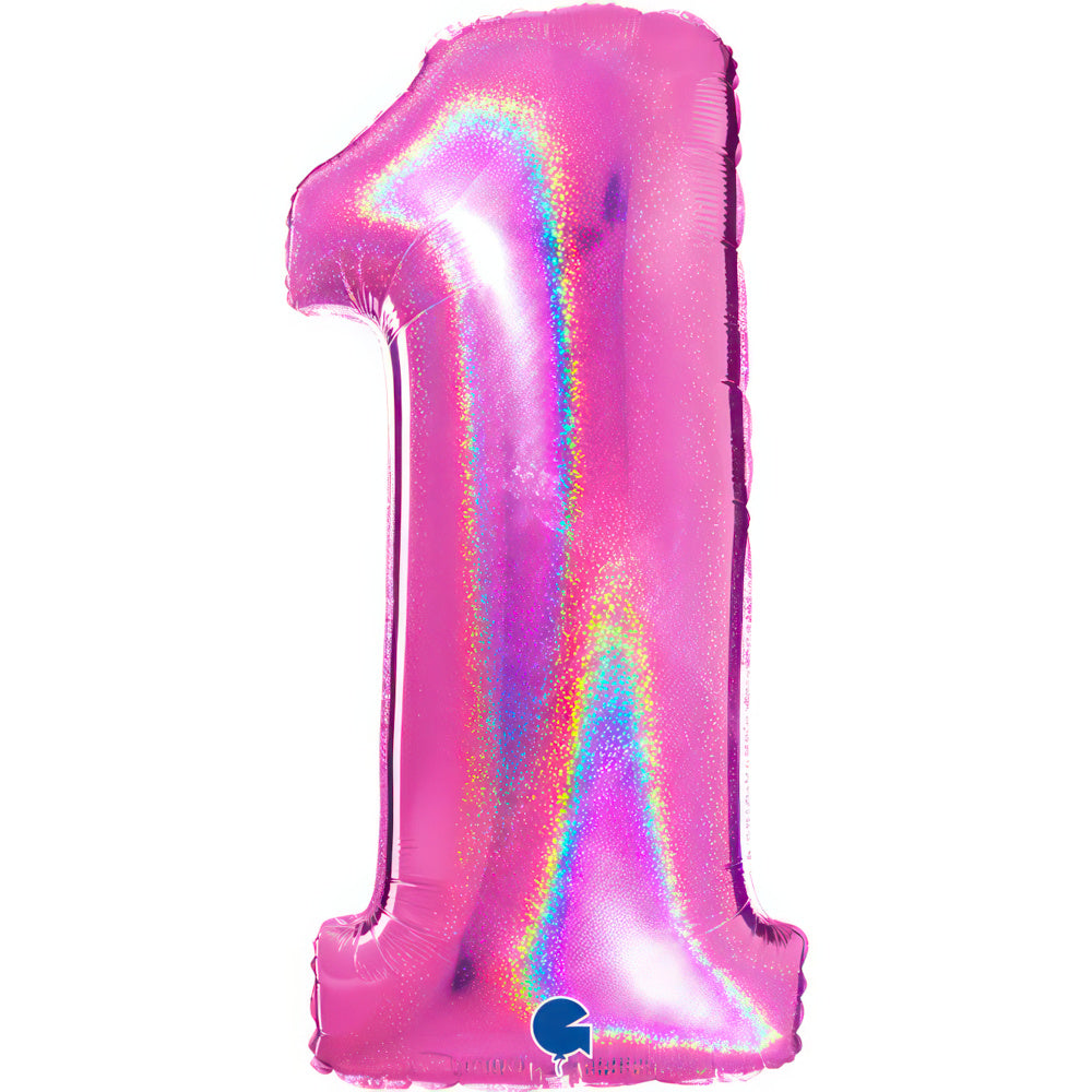 Numbers 0 to 9 Holo Glitter Fuxia 40" Single Pack - Grabo Foil