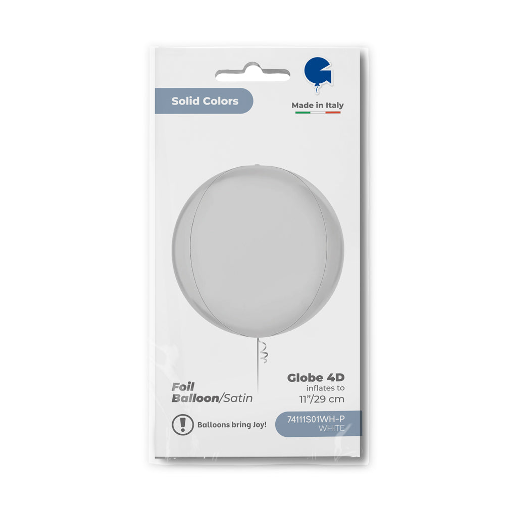 Globe 11" Satin White 4D Single Pack - Grabo Foil
