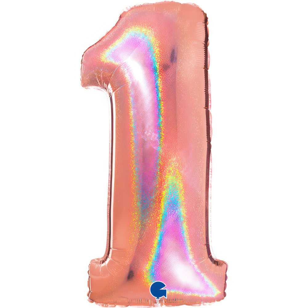 Numbers 0 to 9 Holo Glitter Rose Gold New 40" Single Pack - Grabo Foil