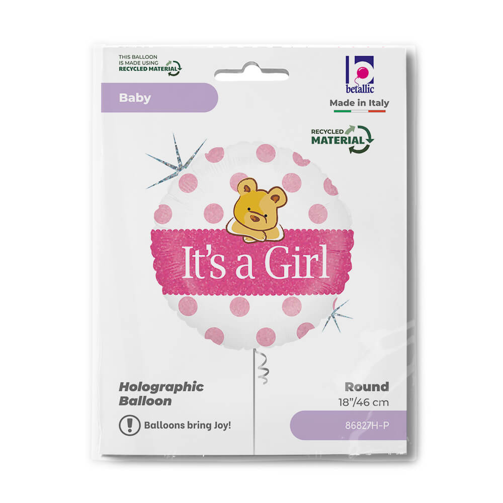 Baby Girl Bear Holog. 18" Single Pack - Grabo Foil