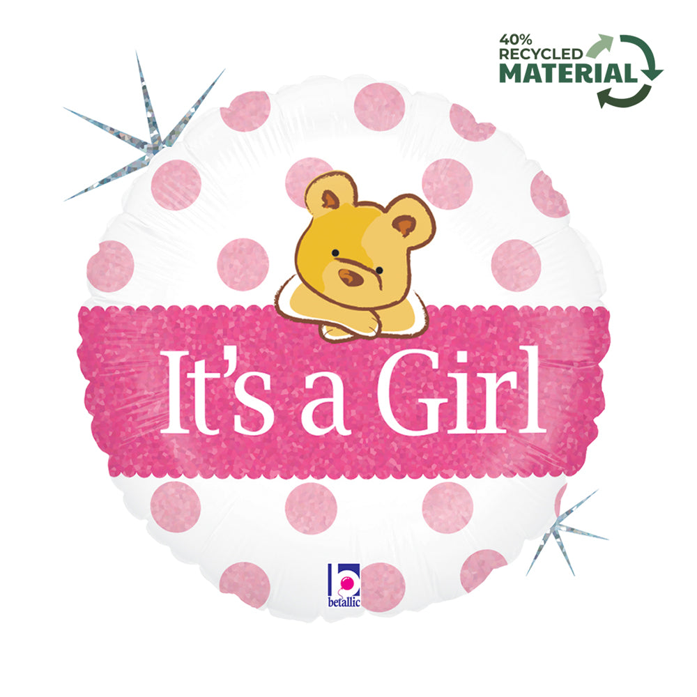 Baby Girl Bear Holog. 18" Single Pack - Grabo Foil