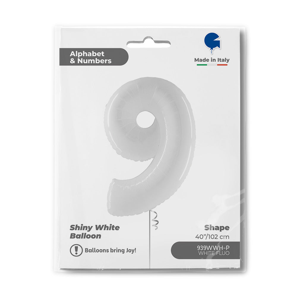 Numbers 0 to 9 White Shiny White 40" Single Pack - Grabo Foil