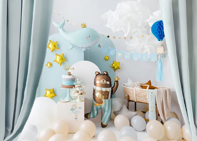 Whale, 93x60 cm - sky-blue - Foil Balloon - Party Deco
