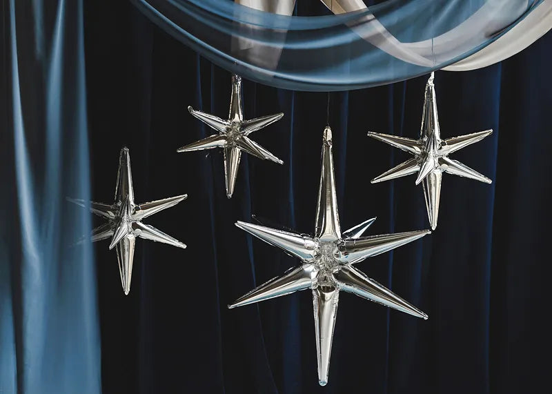 Star - 3D - 50cm - Silver - Foil Balloon - Party Deco