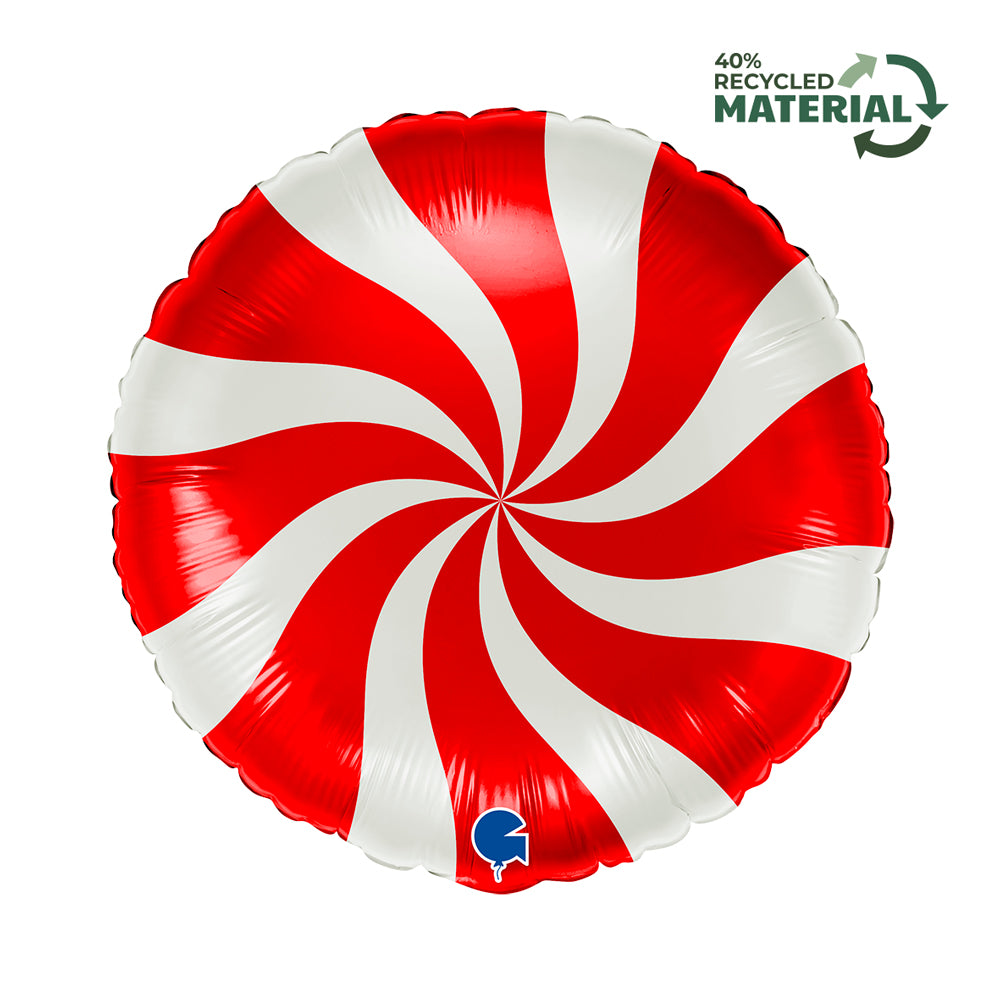 Round 18inc Swirly White-Red - Single Pack - Grabo Foil