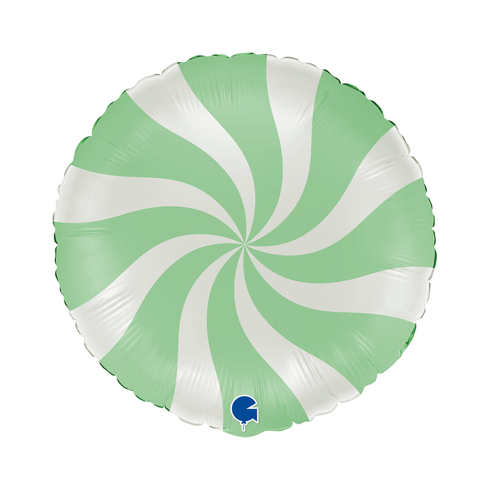 Round 18inc Swirly White - Green - Single Pack - Grabo Foil