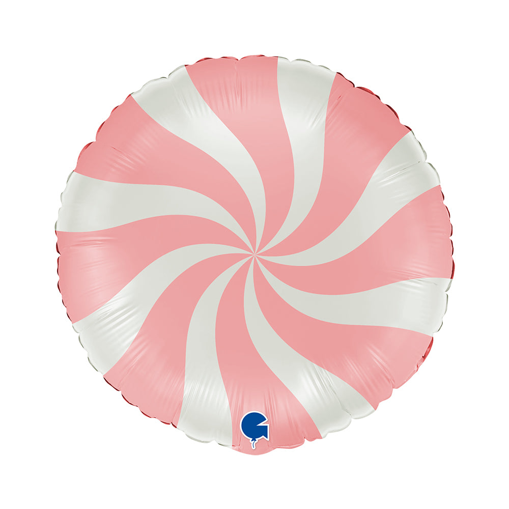 Round 18inc Swirly White - Pink - Single Pack - Grabo Foil