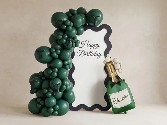 Champagne, 34x93 cm - Dark Green - Foil Balloons - Party Deco