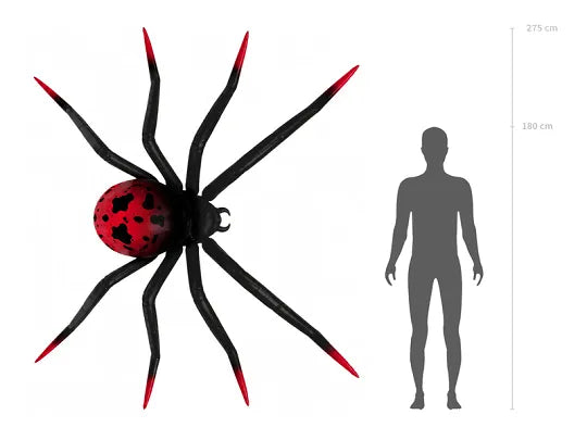 Foil Standing Balloon Spider XXL, 275x152 cm - Black - Foil Balloons - Party Deco
