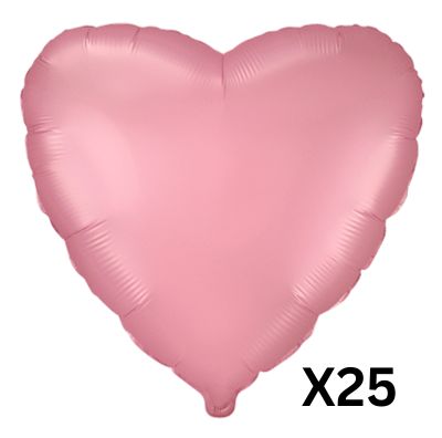 Heart Satin 18" - Pink Pastel - 25 Pack - Flexmetal